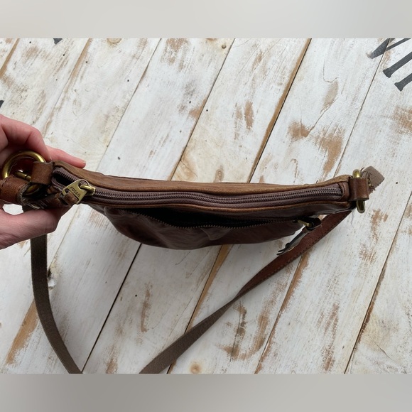 FOSSIL crossbody purse brown distressed leather Vintage boho bag collectible EUC - Picture 15 of 16